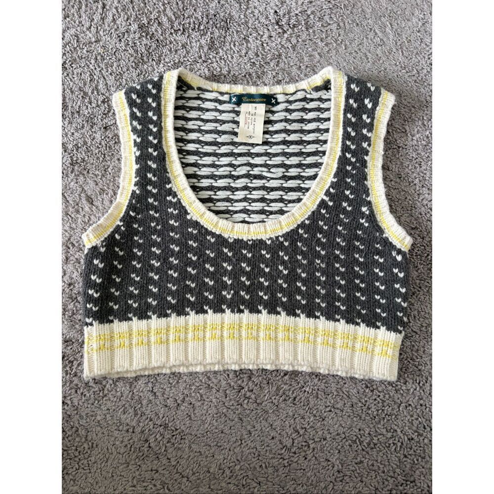Cartonnier Anthropologie Heart Stitch Sweater Vest Wool Blend Size M Academia